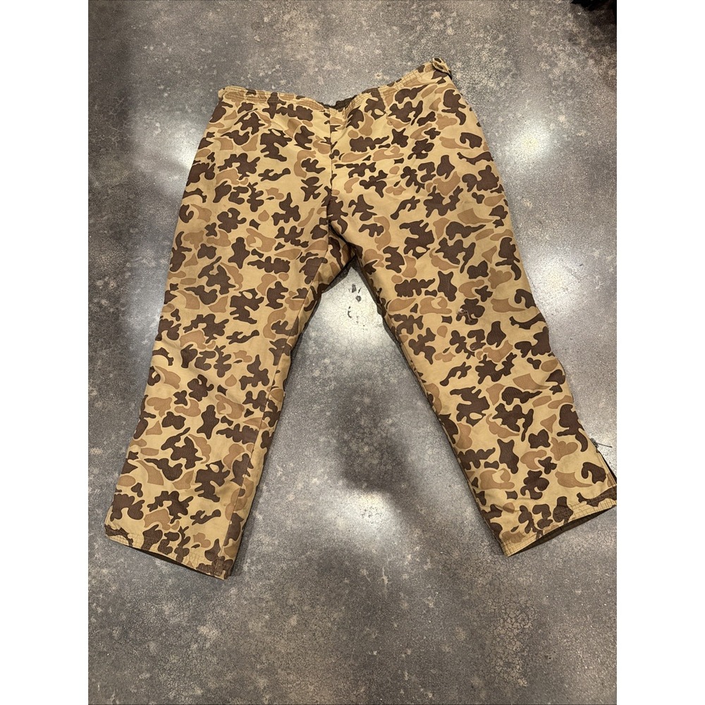Vintage Orvis XXL Brown Camo Insulated Hunting Pants With Side‎ Zipper